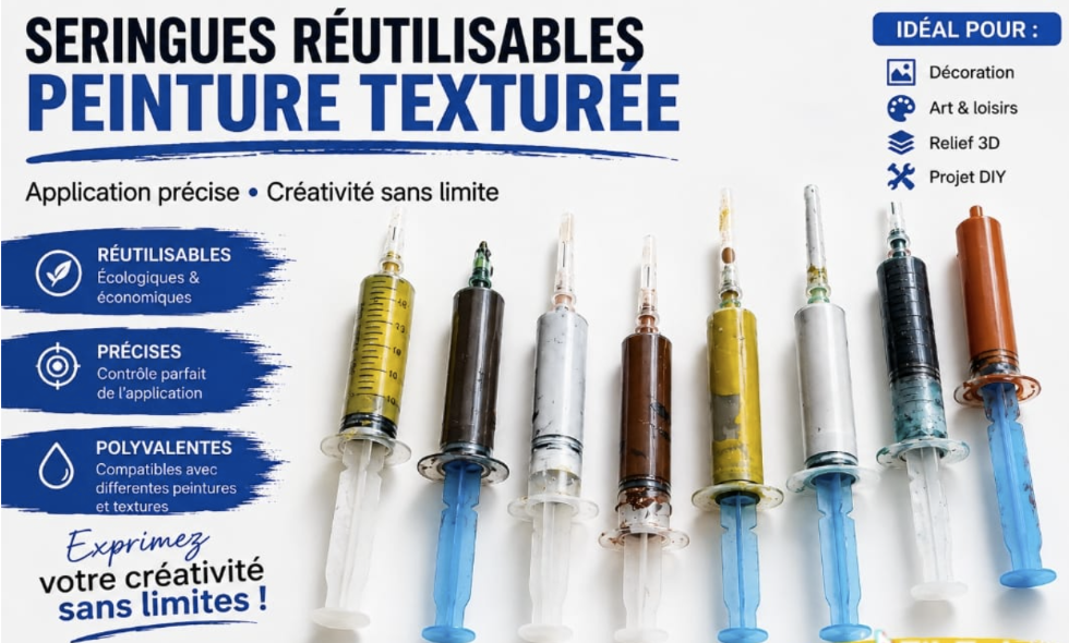 Seringues réutilisables pour peinture texturée